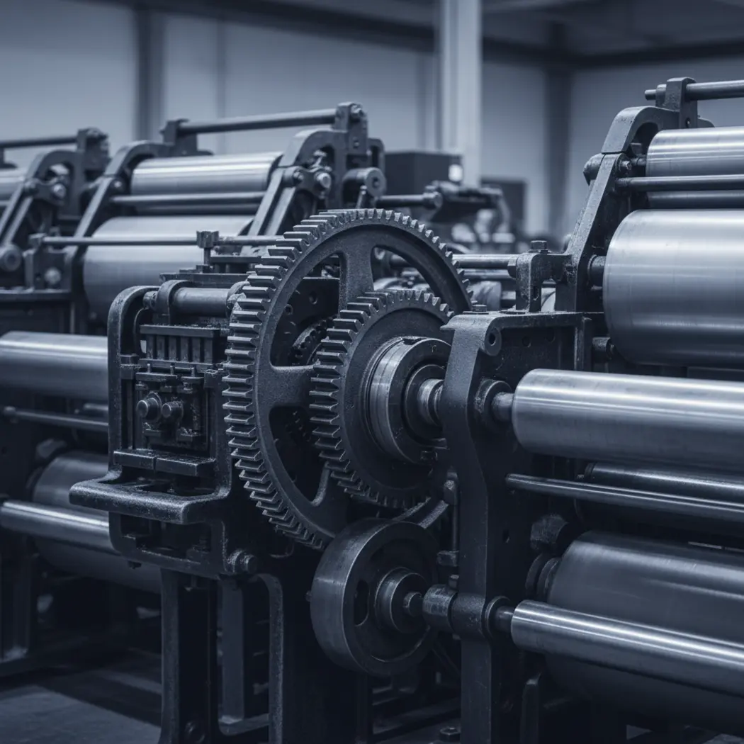 Vintage printing press details
